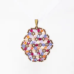 Pendant 45cm - Terence Oval-Violet Organza - Pendant 45cm - Laiton bronze